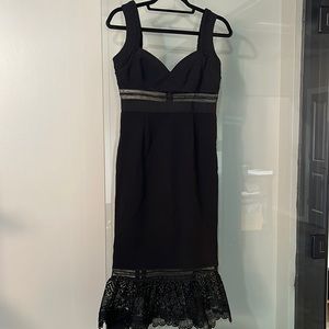 Self Portrait Black Lace Trim Cocktail Dress